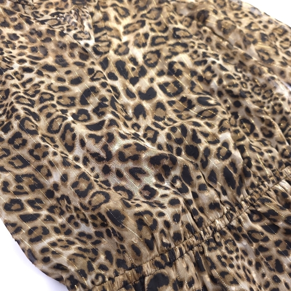 White House Black Market Leopard Print Gold Strip Sheer Dress Sz 4 - Picture 7 of 12